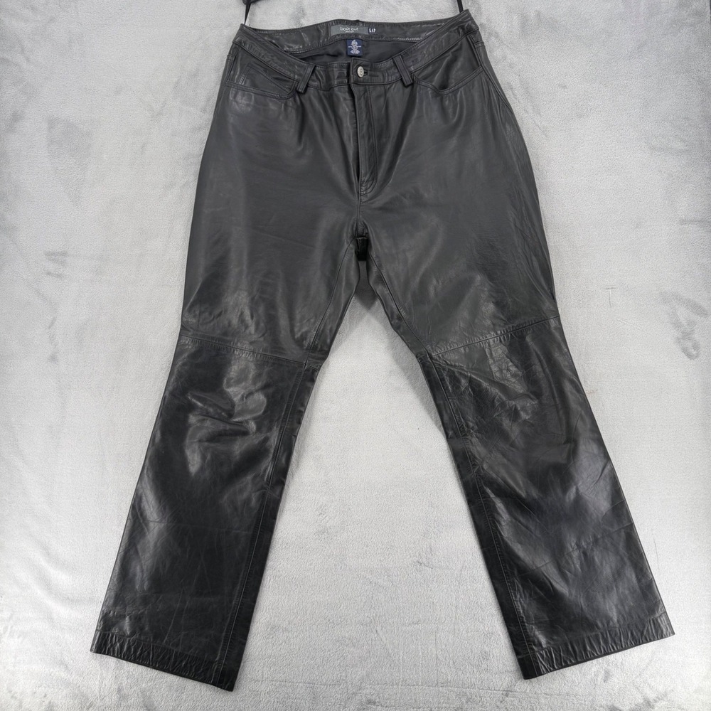 Vintage Gap Pants Leather Boot Cut Womens 16 Black Genuine Five Pocket Biker